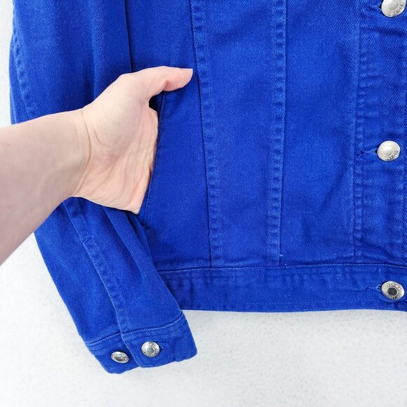Ralph Lauren Jacket Women 1X Blue Denim Trucker Jean Button Front Casual Classic - Picture 3 of 12
